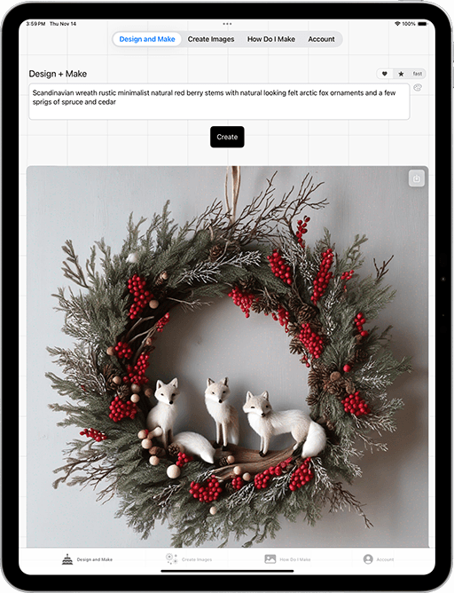 Holiday Wreath with Fox Decorations